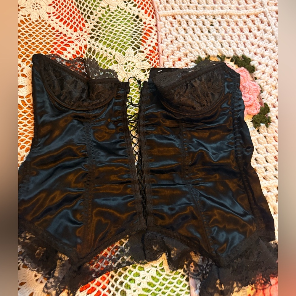 MaCherie Black Satin Lace Corset